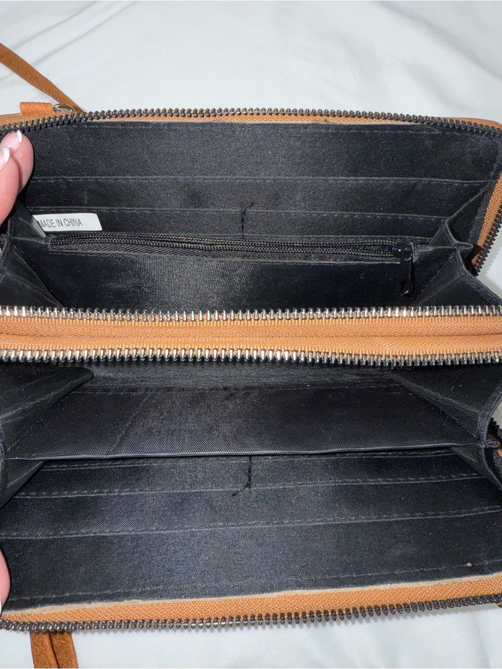 Like New Tan Leather Crossbody/ Wallet Purse - Double Sided, Double Zipper